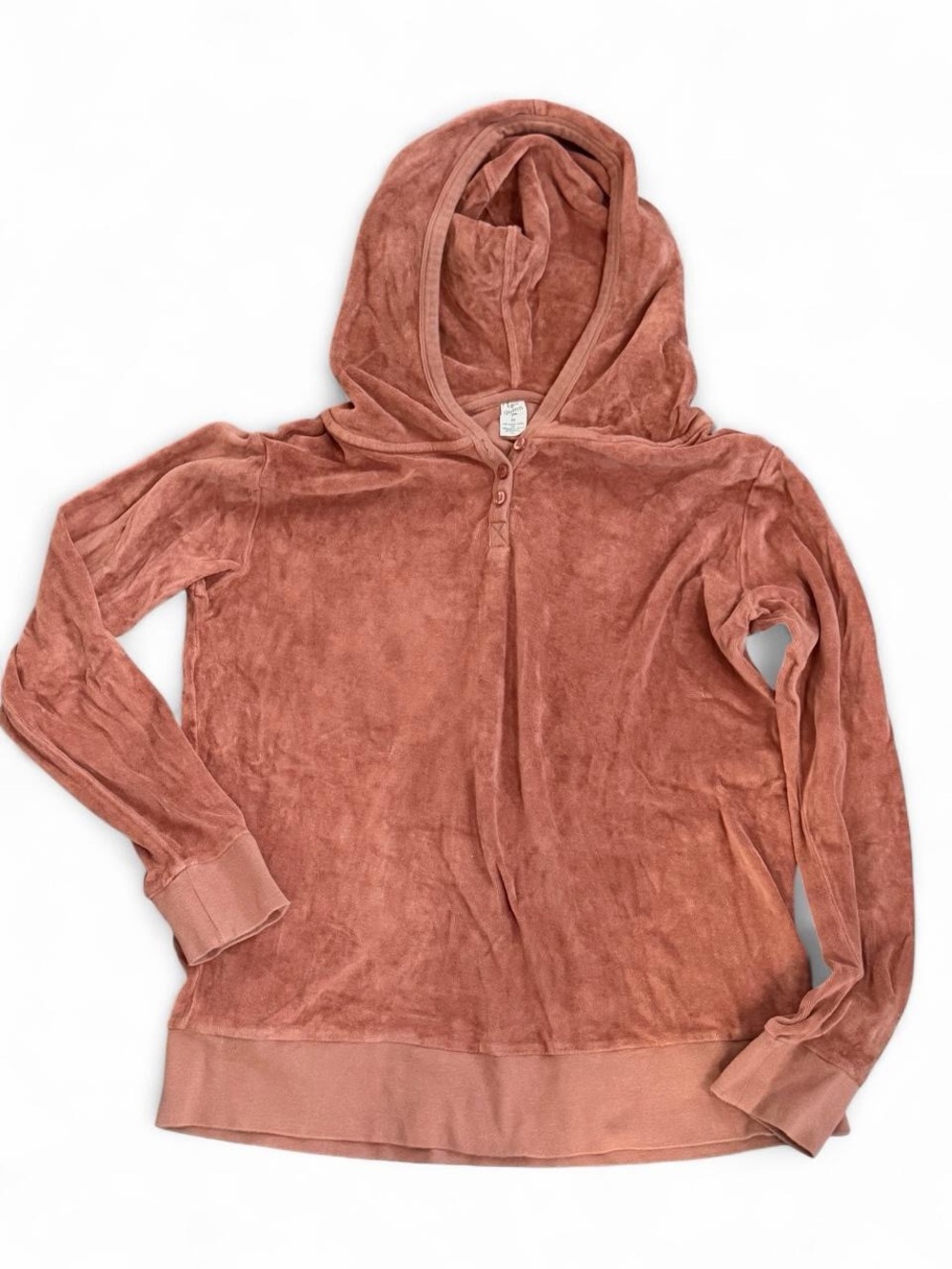 Kate Quinn Adult Organic Cotton Terry Henley Hoodie Medium Terracotta